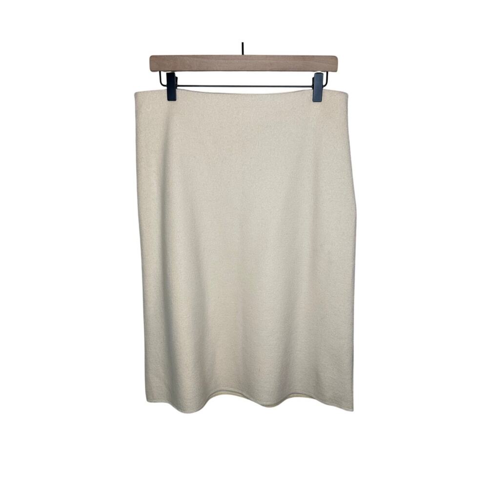 Banana Republic Wool Skirt Womens 10 Cream Ivory Lined Straight Midi Office NWT